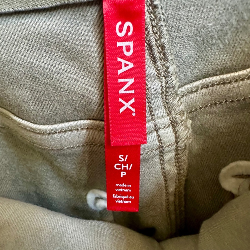 Spanx Stretch Twill Straight Leg‎ Pants Olive Oil Green Pull On Women's Small - Picture 3 of 7